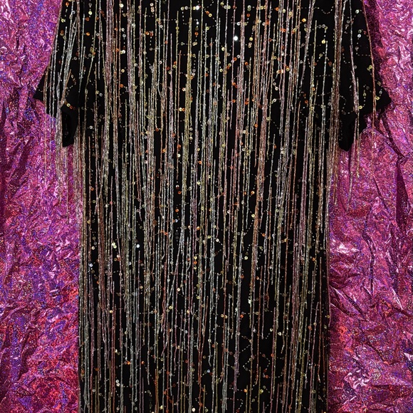 NastyGal Tassel Beaded Mini Shift Dress In Black - Picture 2 of 16